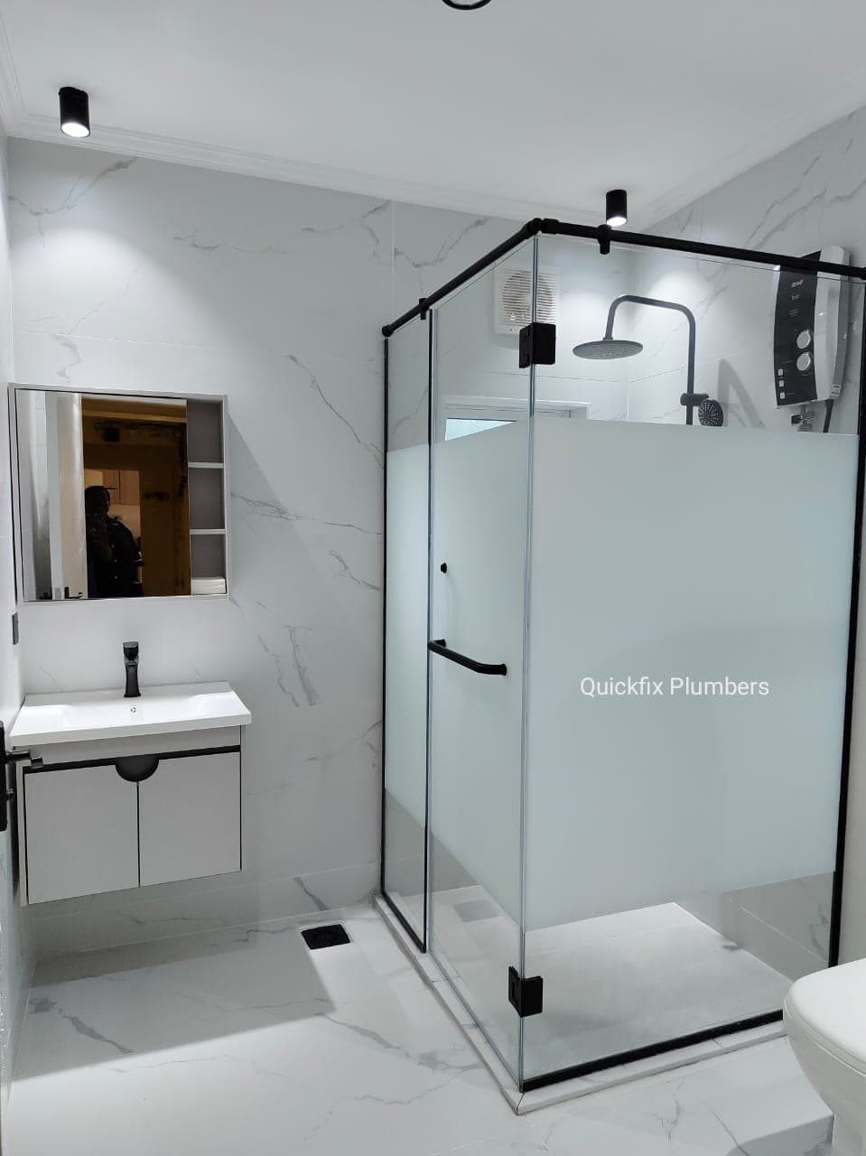 Shower Cubicle with Privacy Film Installation Mombasa