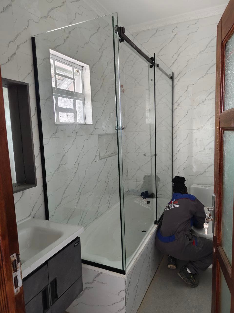Bathtub Shower Cubicle with Sliding Door Installation Mombasa