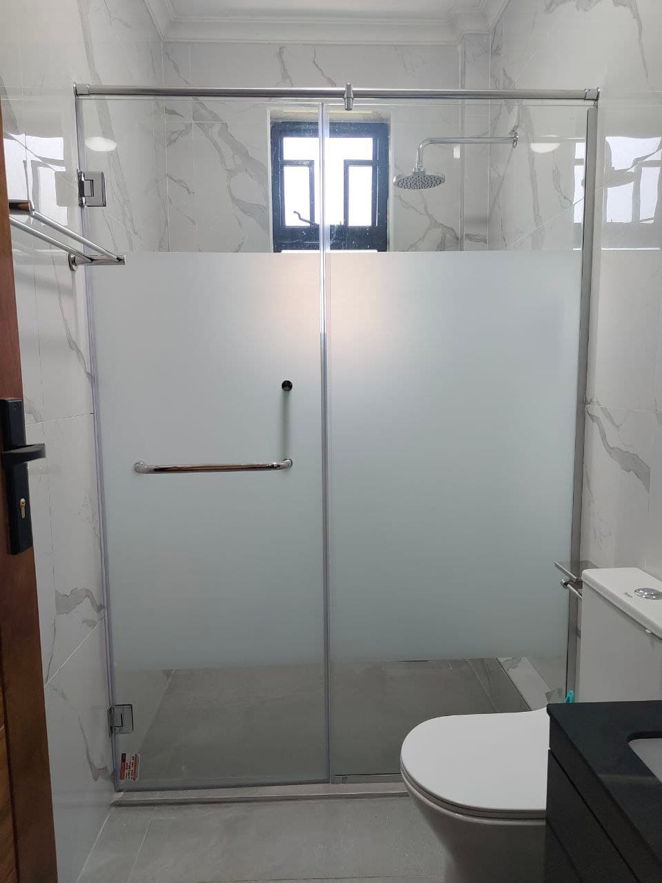 Shower Enclosure Wall to Wall with Swing Hinged Door Mombasa
