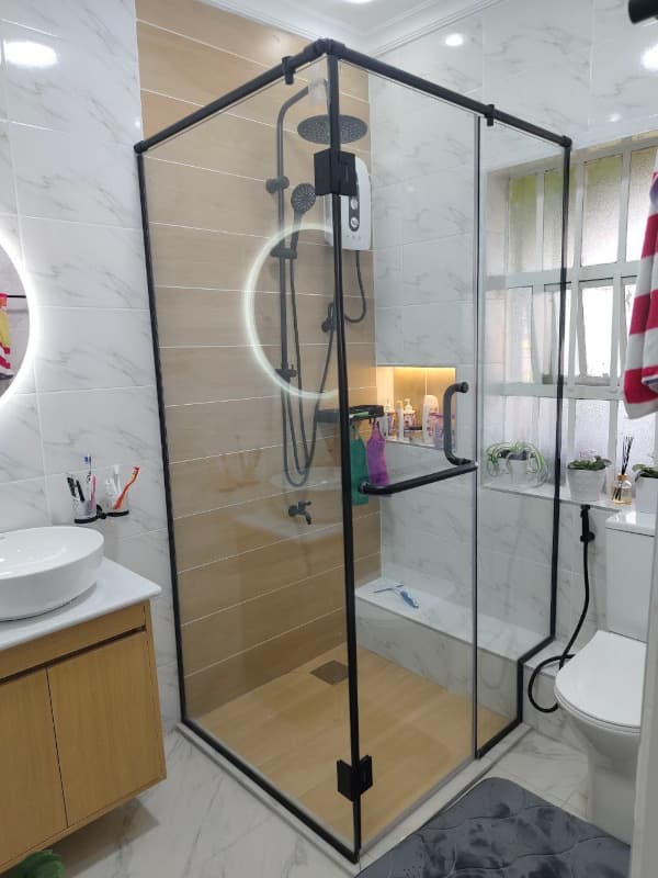 Industrial Matte Black Shower Cubicle | Frameless Corner Design | Quickfix Mombasa