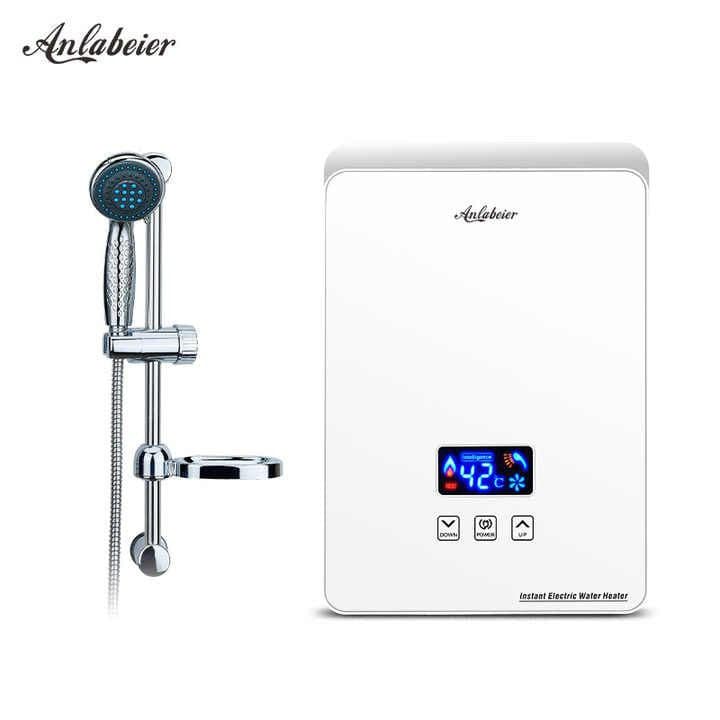 Tankless Anlabeier White Instant Shower Heater | Shower Door